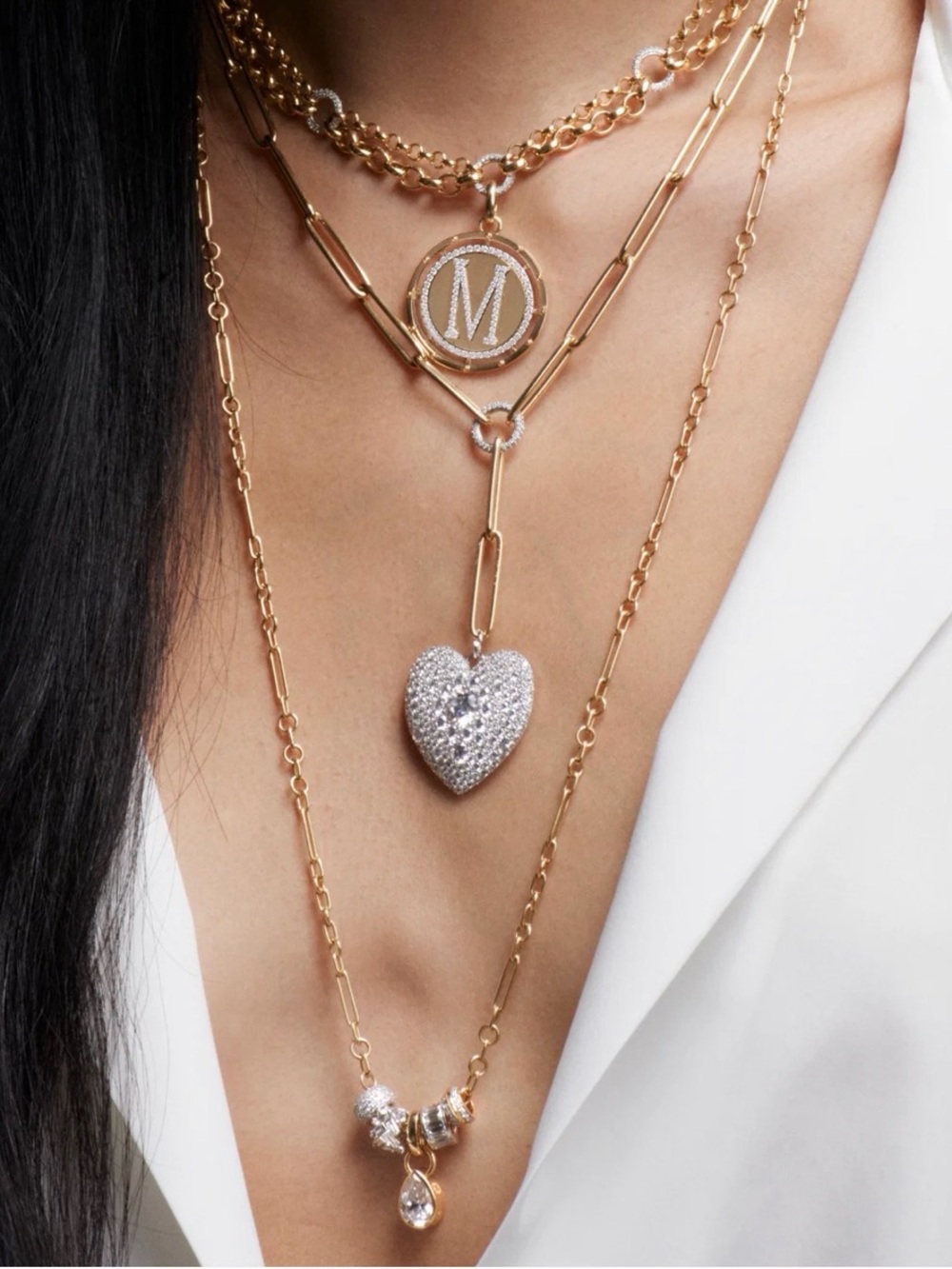 Foundrae Pavé Orbit Heart Beat Charm